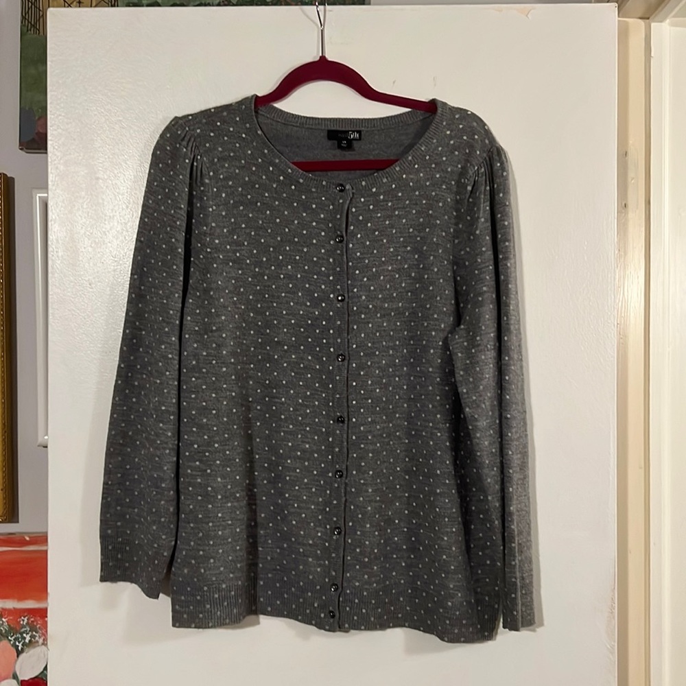 East 5th gray polka dot cardigan sweater